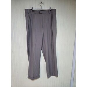 John Henry Dress Pants Mens 36x29 Gray Pleated Straight‎ Leg Polyester Rayon